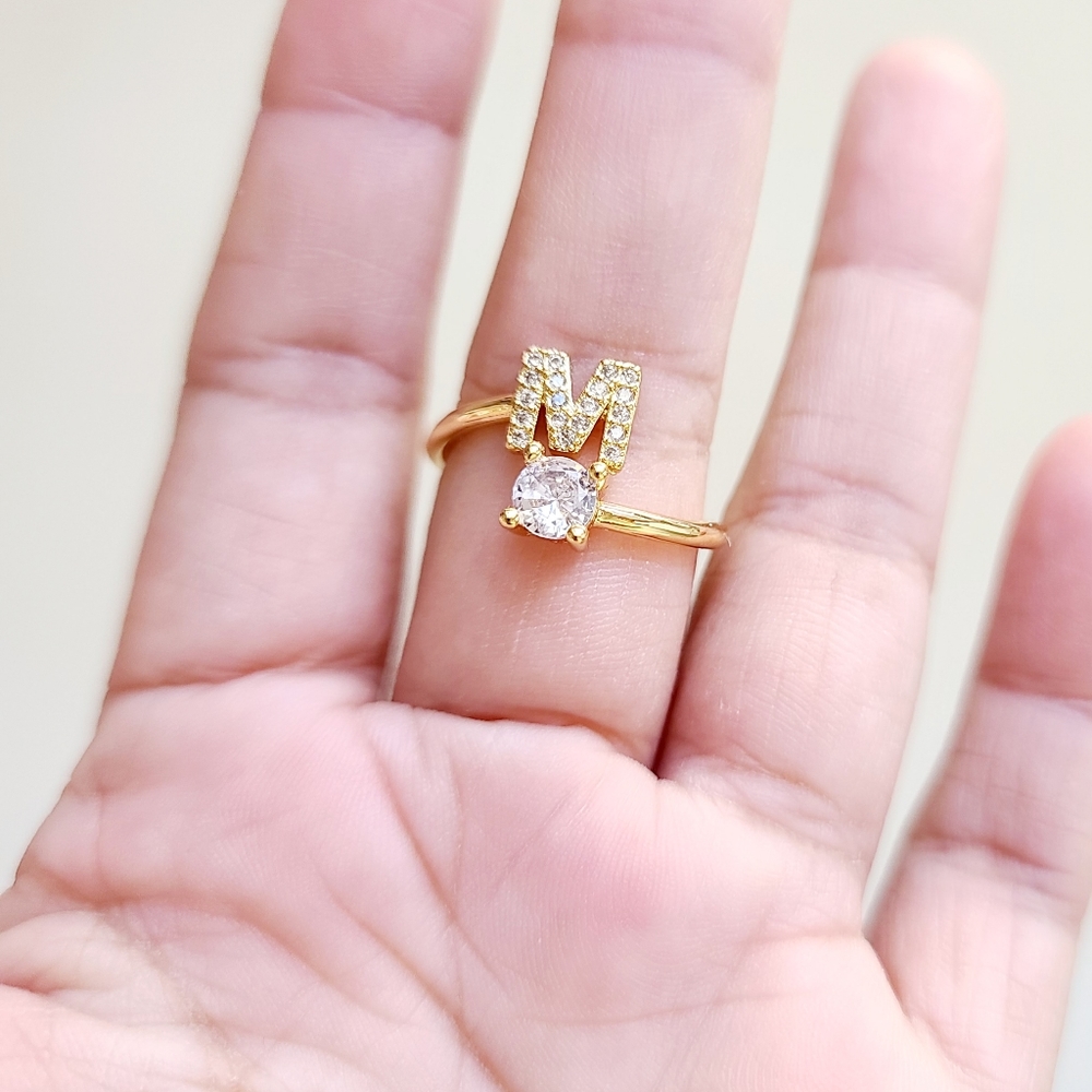 Initial Name Cuff Women's Ring. 14K Gold Plated. New